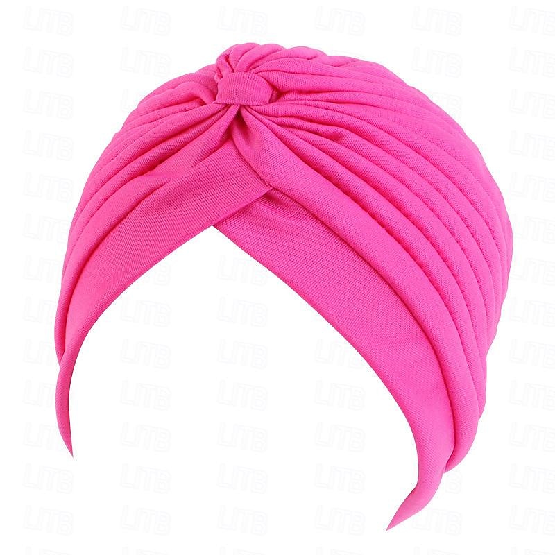 Sombreros turbantes suaves con nudo preanudado moda plisada gorro de quimioterapia diadema para dormir de color sólido naranja para mujeres Día de Reyes casual diario 2025 - $13.99 –P6