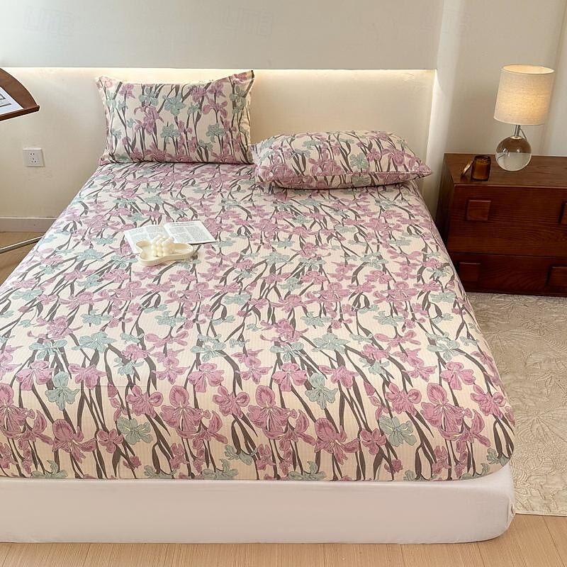 Lençol de cama 100% algodão de 1 unidade com capa de cama de flores pequenas fragmentadas capa de colchão elástica para cama de casal de luxo individual ou dupla disponível em vários tamanhos de 2025 por $22.99 –P4