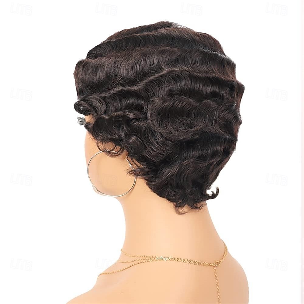 Parrucca a Onde Parrucca Corto Capelli Sintetici Ricci per Donne di Colore Nero Parrucca Lady Nuna Costume Cosplay Anni 1920 Festa di Carnevale Uso Quotidiano Parrucche di Halloween del 2026 a $22.99 –P3
