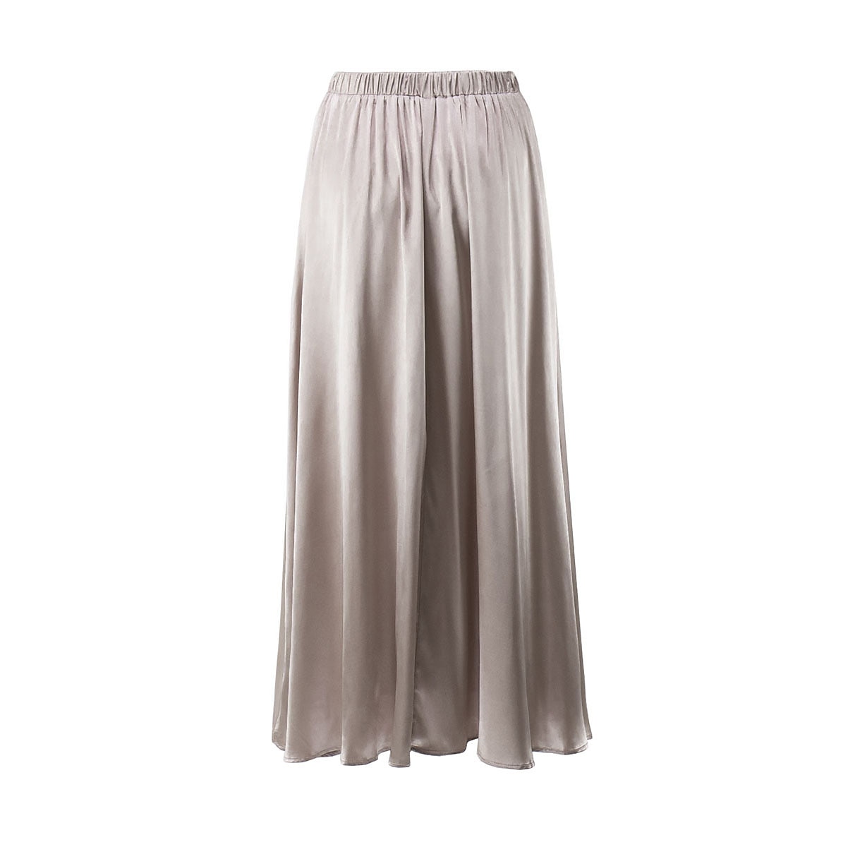 Dame الالتفاف Huske Langt skjørt Elegant Mote Maksi Høy Midje Skjørt Ensfarget Gate Daglig Svart Hvit Kakifarget Sommer Sateng 2025 - $31.99 –P14
