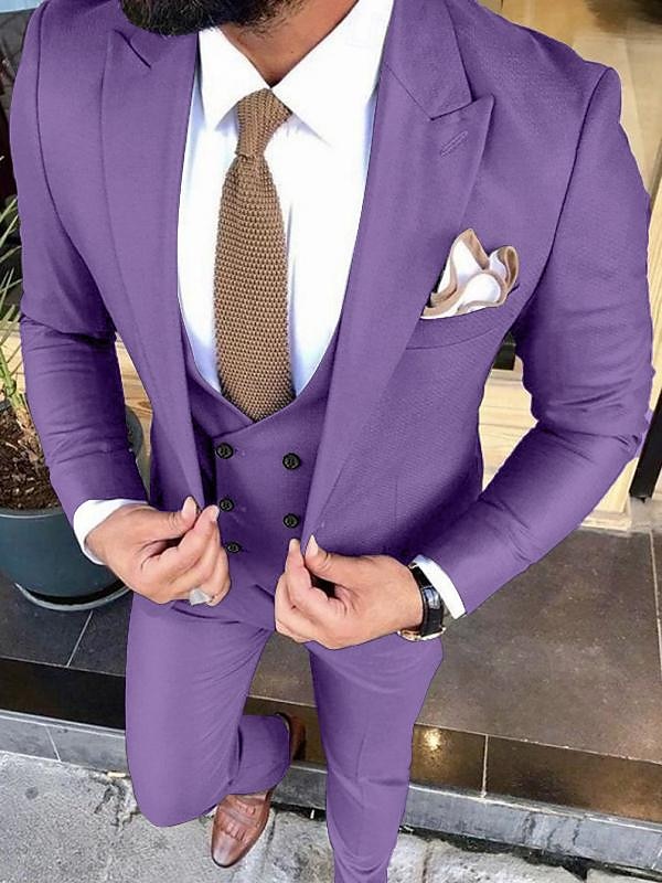 Uomo Matrimonio Completi A lancia Avorio Borgogna Tinta unita Vestibilità su misura 3 pezzi Monopetto a un bottone del 2025 a $138.99 –P5
