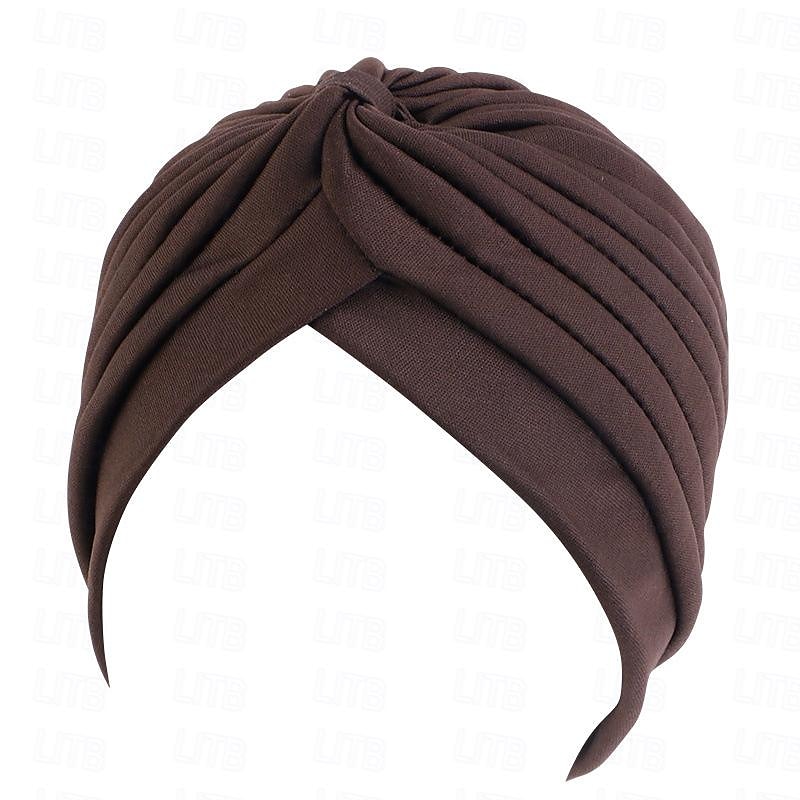 Sombreros turbantes suaves con nudo preanudado moda plisada gorro de quimioterapia diadema para dormir de color sólido naranja para mujeres Día de Reyes casual diario 2025 - $13.99 –P3