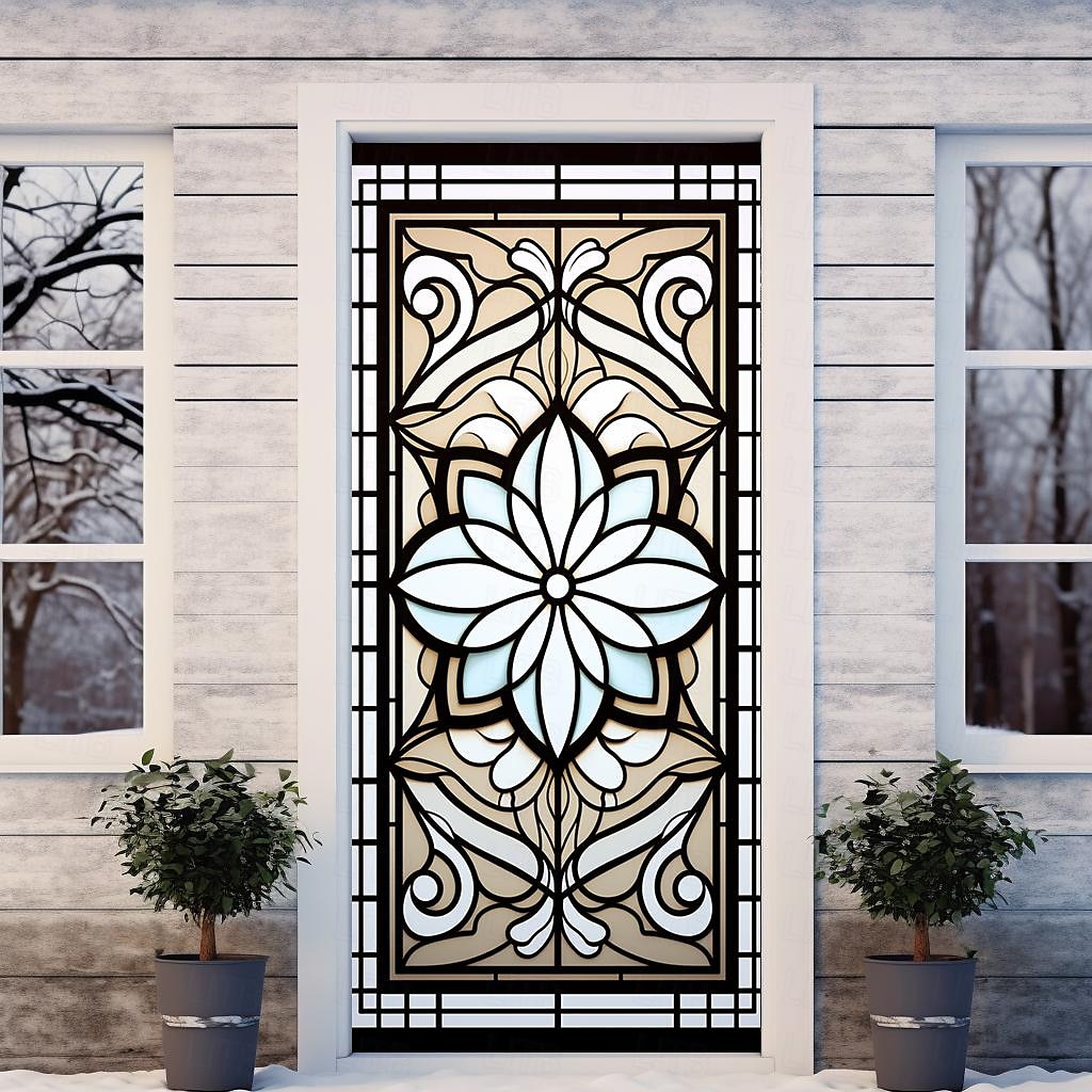 витражи цветочные дверные покрытия фреска декор дверной гобелен дверной занавес украшение фон дверной баннер съемный для входной двери в помещении и на открытом воздухе украшение для дома и комнаты 2026 - $23.99 –P11