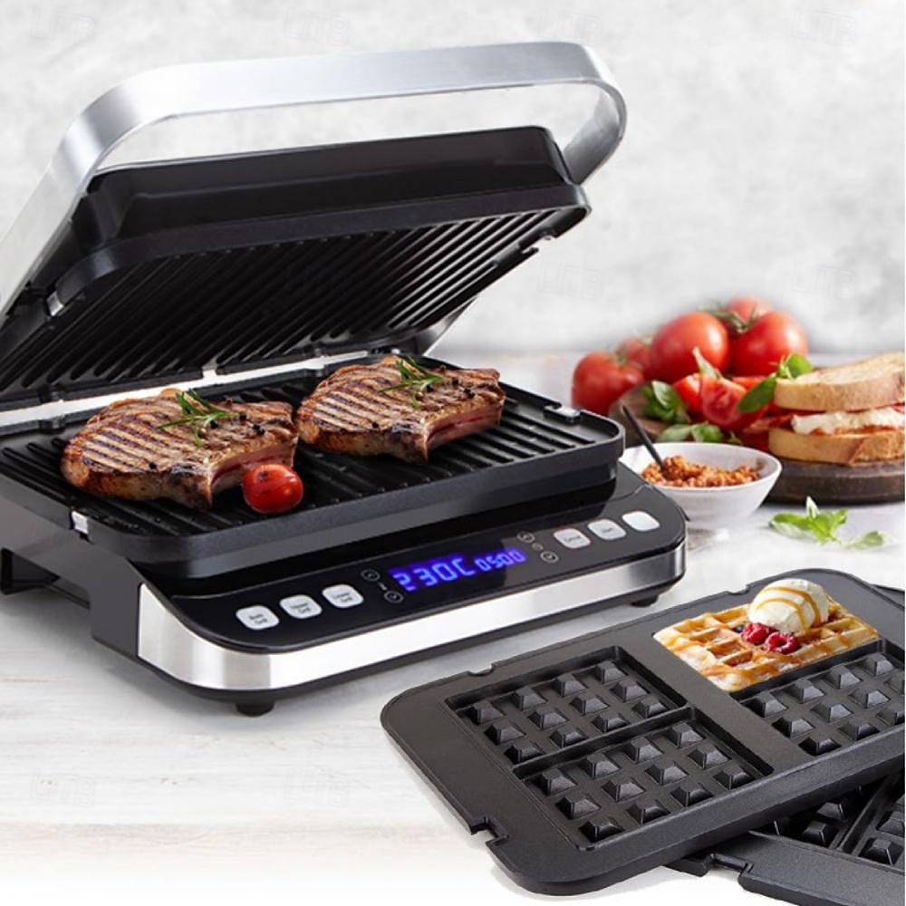Elektrischer Kontaktgrill, digitale Grillplatte und Presse, optionale Waffeleisenplatten, 180-Grad-Grill, elektrischer Antihaft-Grill 2025 - $261.99 –P1