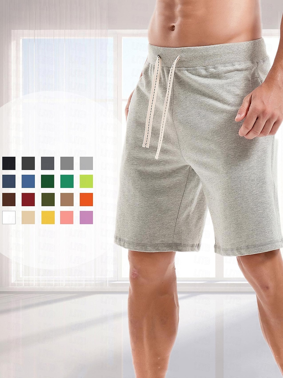 Men's Sweat Shorts Shorts Workout Shorts Casual Shorts Drawstring Pocket Elastic Waist Plain Comfort Breathable Knee Length Casual Daily Holiday Sports Fashion Blue Khaki Micro-elastic 2026 - $18.99 –P1