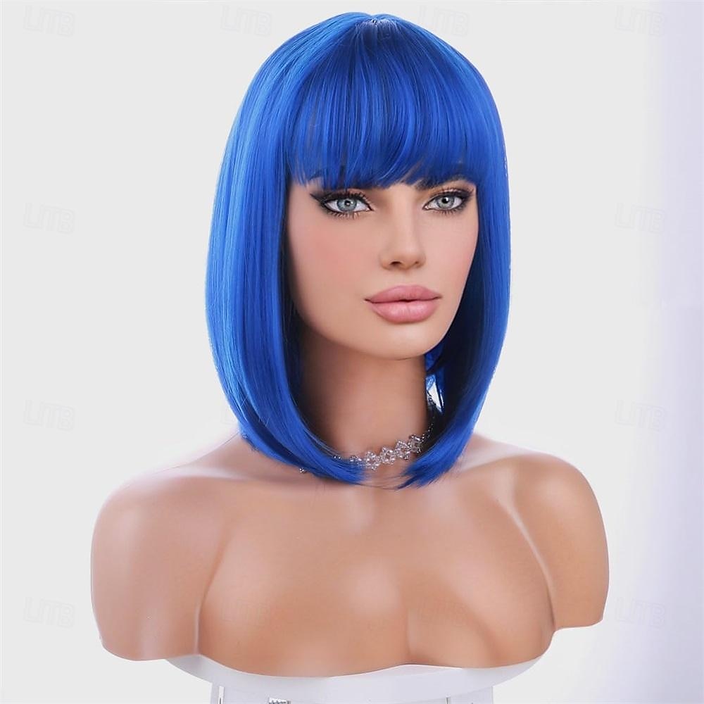 peruca verde para mulheres peruca bob verde curta reta peruca verde esmeralda com franja sintética resistente ao calor halloween cosplay peruca cosutme perucas do dia de são patrício de 2025 por $18.49 –P2