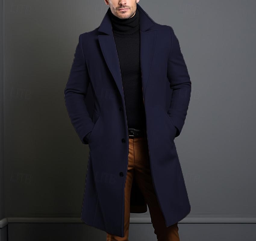 set s trenčkotem pulovr pánské 2 ks outfity zimní kabát svrchní kabát denní nošení zimní zateplené svrchní oblečení odolné proti větru oblečení oblečení módní zateplení hladké kapsy klopa jednořadé 2025 - $73.99 –P5