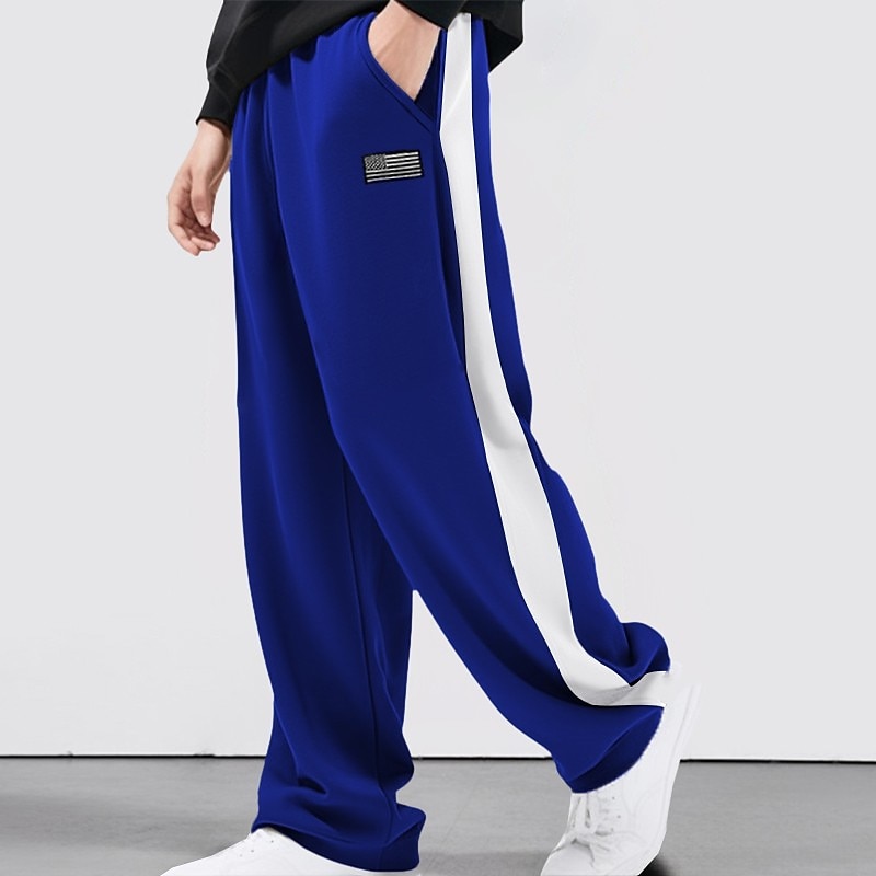 Men's Sweatpants Joggers Trousers Patchwork Drawstring Elastic Waist Color Block National Flag Comfort Breathable Casual Daily Holiday Sports Fashion Black Blue 2025 - $21.99 –P1