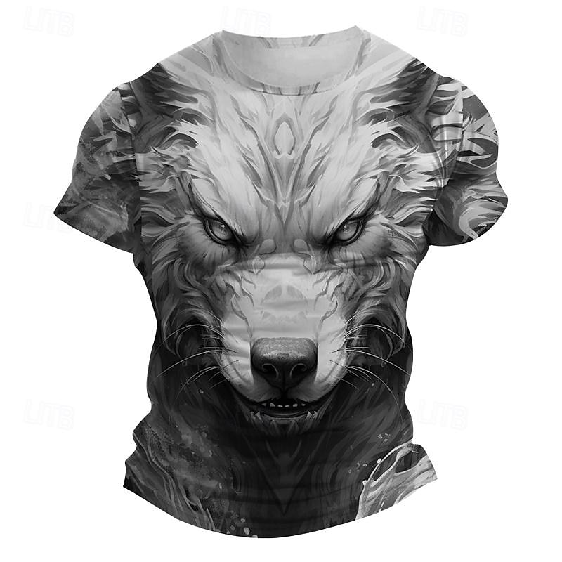 Herre Grafisk Ulv T skjorte Kortermet T skjorte 3D-utskrift Crew-hals Skjorte Subkultur Sport & Utendørs Ferie Ut på byen Lyseblå Rød Blå Vår sommer Klær S M L XL 2XL 3XL 2025 - $17.99 –P13