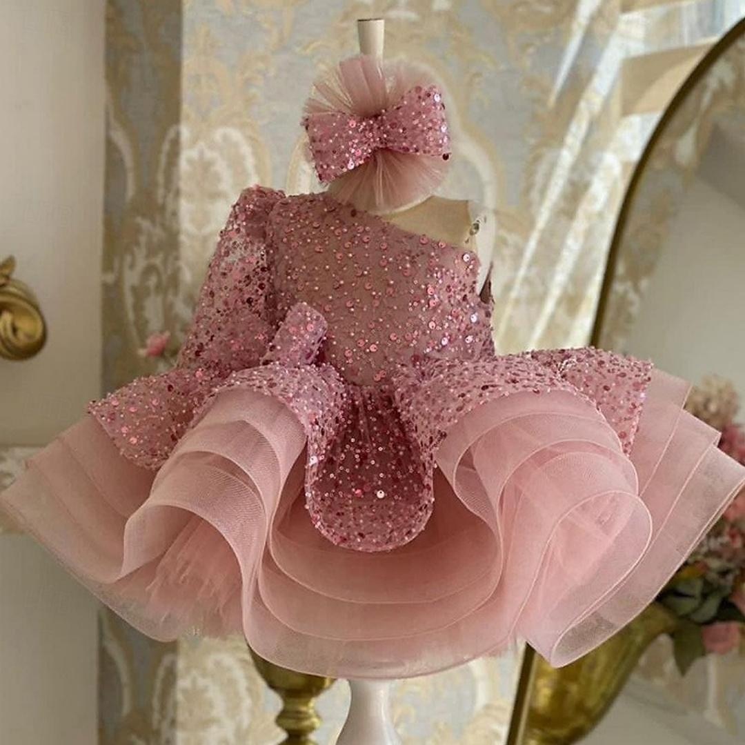 Enfants Fille Robe de fête Couleur unie Manches 3/4 Utilisation Mariage Maille Princesse Doux Maille Mi-mollet Robe Fourreau Robe en Tulle Robe de demoiselle d'honneur Eté Printemps Automne 2-12 ans de 2025 ? $72.99 –P5