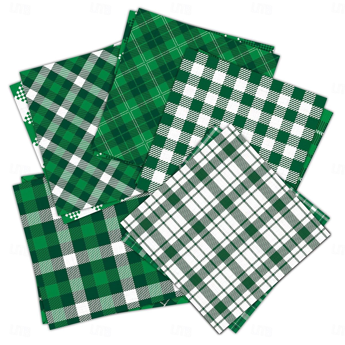 24 vel groen geruit patroonpapier st. Patrick's Day plakboekpapier, decoratief ambachtelijk papier voor het maken van kaarten, decoratief achtergrondkunstalbum 2025 - $9.99 –P5