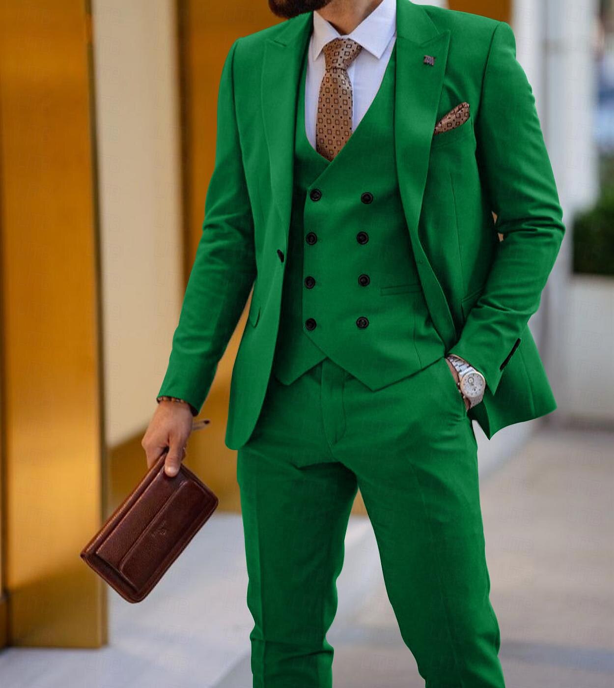 Men's Wedding Suits Black White Solid Colored Tailored Fit 3 Piece Single Breasted One-button 2025 - $140.99 –P6