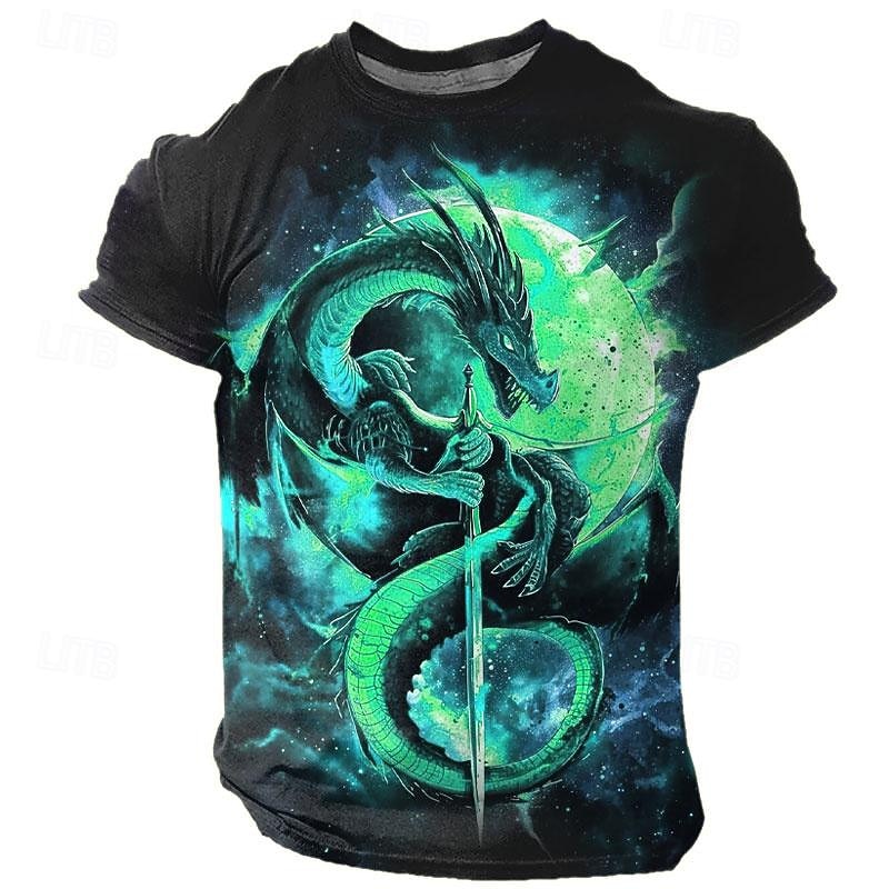 Hombre Graphic Dragón Camiseta Manga Corta Camiseta Impresión 3D Cuello Barco Camisa Design Retro Antiguo Subcultura Deporte Festivos Noche Burdeos Azul Piscina Morado Primavera verano Ropa S M L XL 2026 - $19.49 –P8