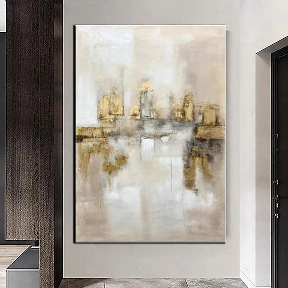 Großes handgemaltes Blattgoldgemälde auf Leinwand, abstraktes beiges Ölgemälde, luxuriöse Kunst, strukturiertes Gemälde, handgemalte Kunst, goldenes Ölgemälde, Wanddekoration für Hoteldekoration 2025 - $116.99 –P4