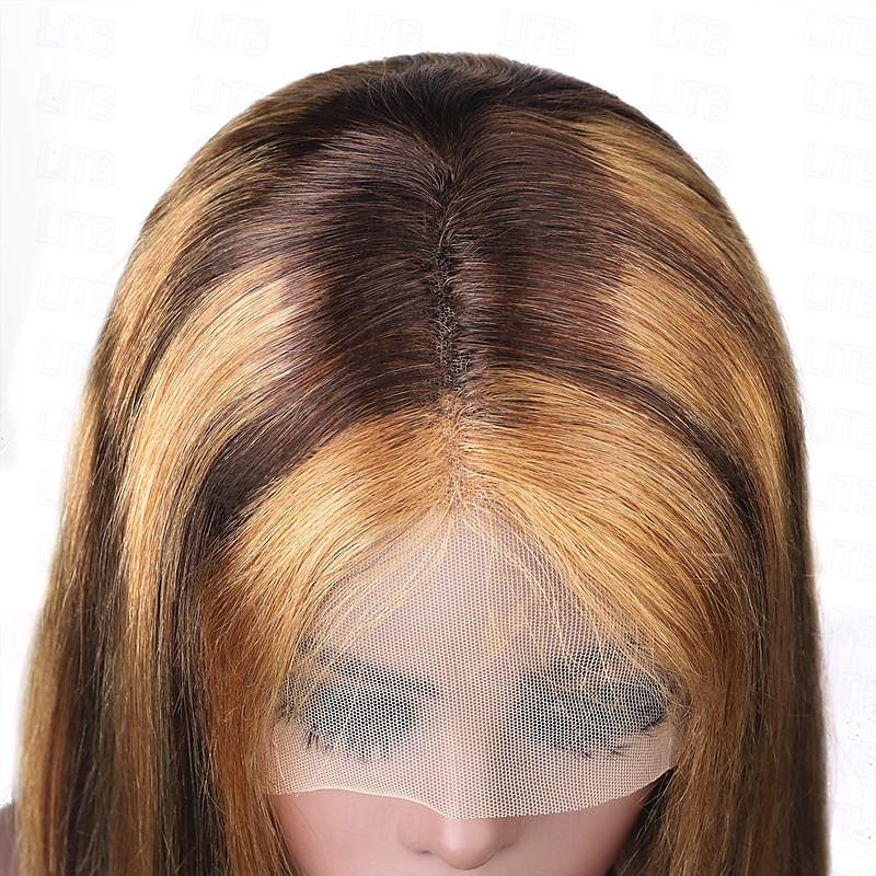 hoogtepunt p4/27 Peruaanse remy haar korte bob ombre menselijk haar pruiken blonde pruik rechte bob pruik 13*4*1 lace front pruiken voor vrouwen 2025 - $119.99 –P6