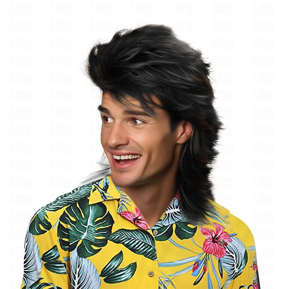 Mullet paruky pro muže kostýmy ze 70. a 80. let paruky realistické halloweenské paruky 2025 - $20.99 –P1
