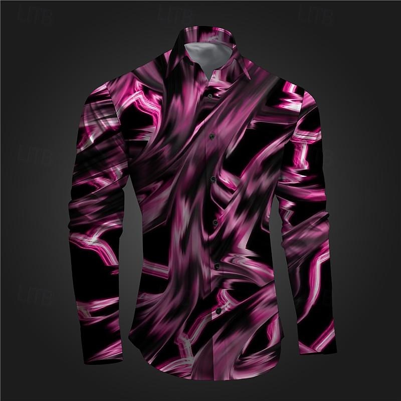 Per uomo Geometrica Graffiti Camicia con bottoni Camicie stampate Manica lunga Sottoculturale Da mare Feste Strada Primavera estate Collo ripiegabile Stampa Bottone giù Rosa Rosso Blu Azzurro cielo del 2025 a $26.99 –P4