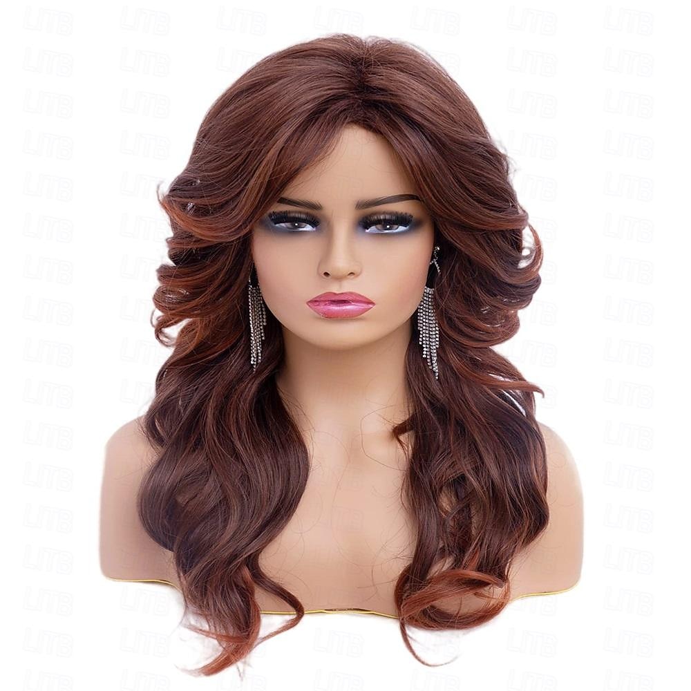 Rugelyss Vintage Wigs Dark Brown Rednish Maroon Wig for Women Lady Natural Synthetic Full Wigs for 70s Cosplay Costume Disco Hair Wig Halloween Wigs 2026 - $20.99 –P10