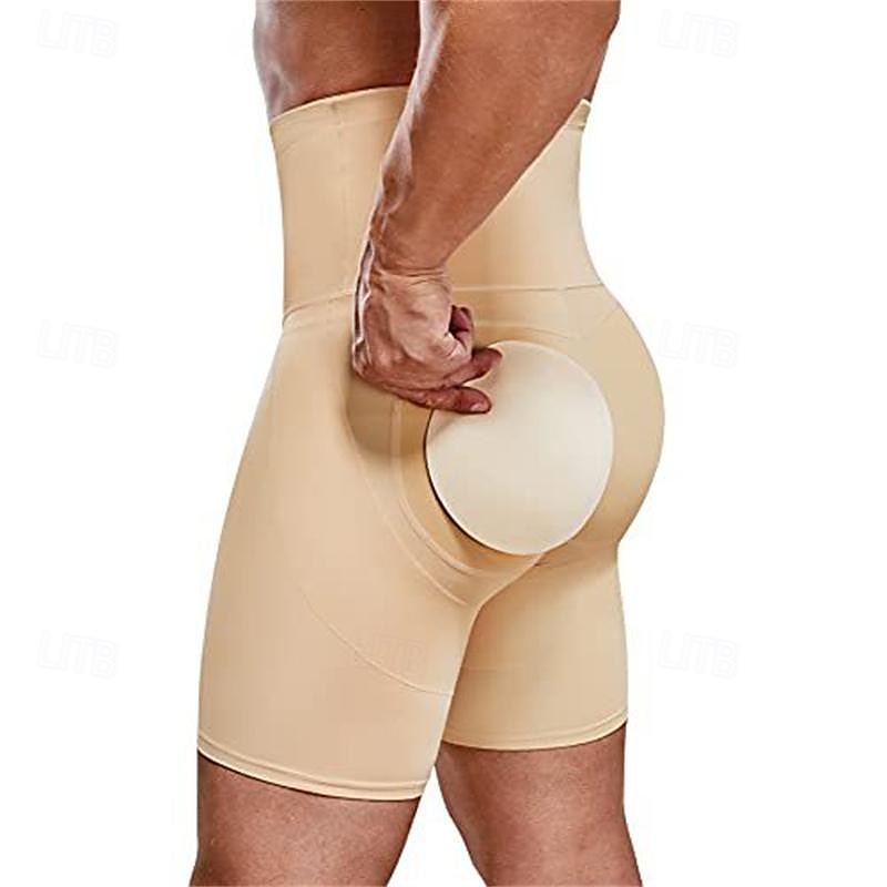 Men's Shapewear Going out Weekend Soft Tummy Control Hip Lift Up Body Sculpting Plain Short Gymnatics Casual Activewear Black Khaki 2025 - $21.99 –P2