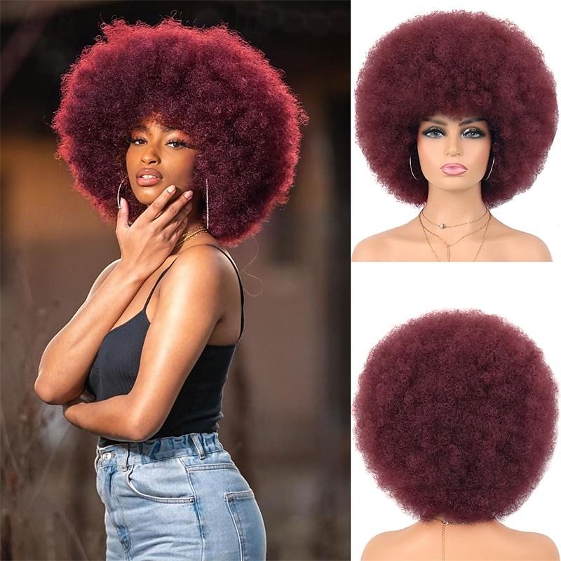 paruka afro kudrnaté paruky 70. let pro černé ženy nošení bez lepku a měkké černé afro paruky velké skákací a měkké přirozeně vypadající plné paruky pro denní party cosplay kostým halloweeen 2025 - $18.99 –P16