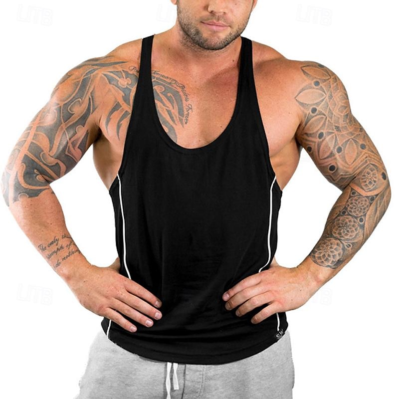 Herren Tank Top Weste Unterhemd Ärmelloses Shirt Ärmellos U-Ausschnitt Sommer Farbblock Mode Designer Basic Urlaub Straße Ausgehen Schwarz Weiß Rot Top T-Shirt für Herren 2025 - $18.49 –P8