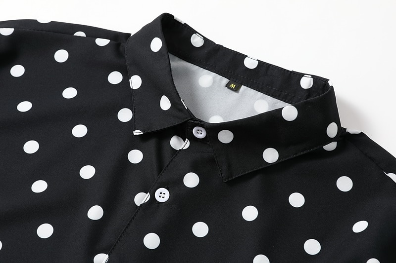 Herre Skjorte Sommerskjorte Hawaii skjorte Skjorte med knapper Svart Rosa Langermet Polkadotter Aftæpning utendørs Gate Knapp ned Klær Polyester Mote Fritid Pustende Bekvem 2025 - $21.99 –P3
