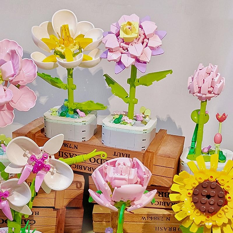 cadouri de ziua femeii floarea soarelui hibiscus floare eternă bloc de construcție particule mici puzzle asamblare jucărie plantă în ghiveci decorare cuplu cadou de ziua îndrăgostiților cadouri de 2025 - $72.99 –P3