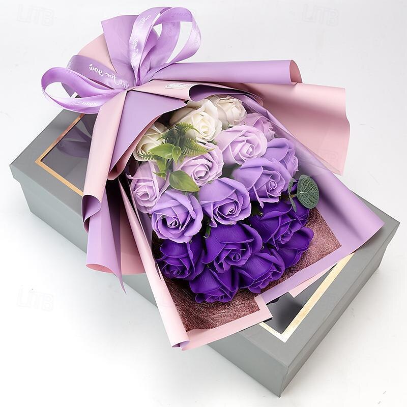 cadouri de ziua femeii 18 trandafiri buchet de sapun cutie cadou qixi cadou de ziua indragostitilor flori false ziua femeii cadouri de ziua mamei pentru fete cadouri de ziua mamei pentru mama 2025 - $48.99 –P9