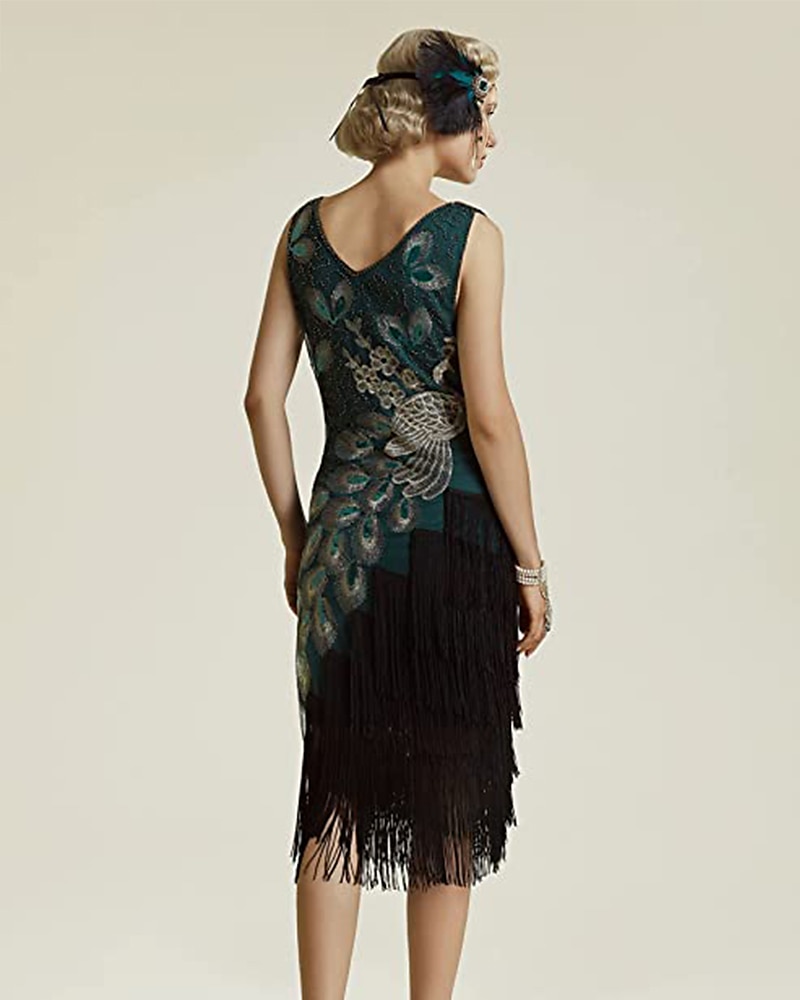 Retro Vintage Roaring 20s 1920s Flapper Dress Dress Outfits Necklace / Earrings The Great Gatsby Wedding Guest Sequins Tassel Fringe Women's Party / Evening Masquerade Wedding Reception Adults' Dress 2025 - $63.99 –P6