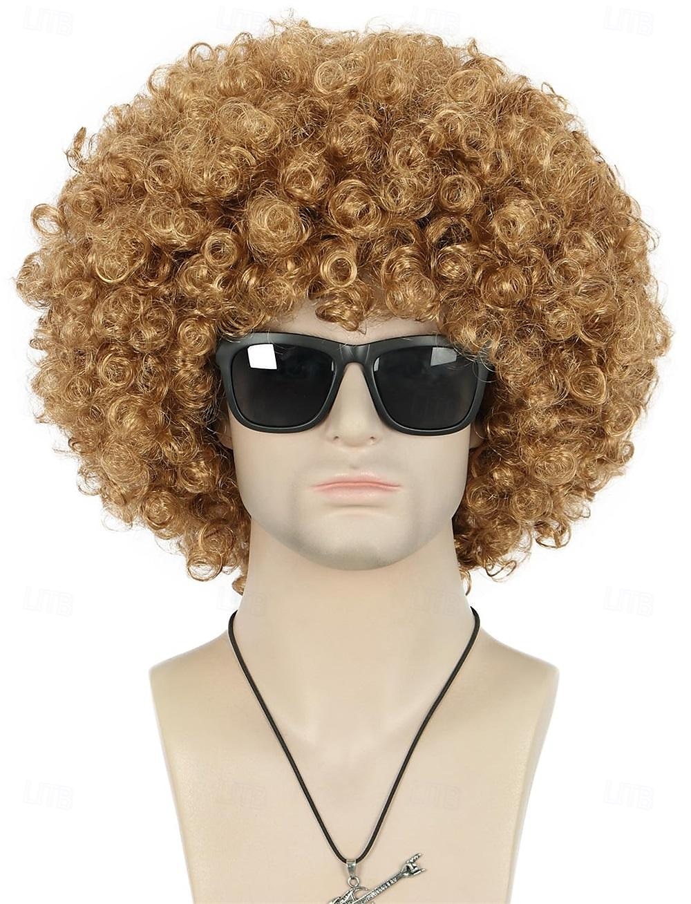 Dorosła Uniseks 60s 70s 80s Krótkie Złote Kręcone Afro Syntetyczna Disco Rocker Hipisi Włosy Kalifornijski Karnawał Cosplay Anime Kostium Peruki Halloween 2025 - $13.49 –P5