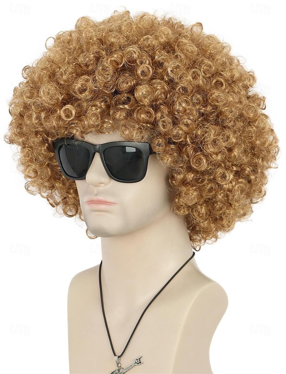 Dorosła Uniseks 60s 70s 80s Krótkie Złote Kręcone Afro Syntetyczna Disco Rocker Hipisi Włosy Kalifornijski Karnawał Cosplay Anime Kostium Peruki Halloween 2025 - $13.49 –P7