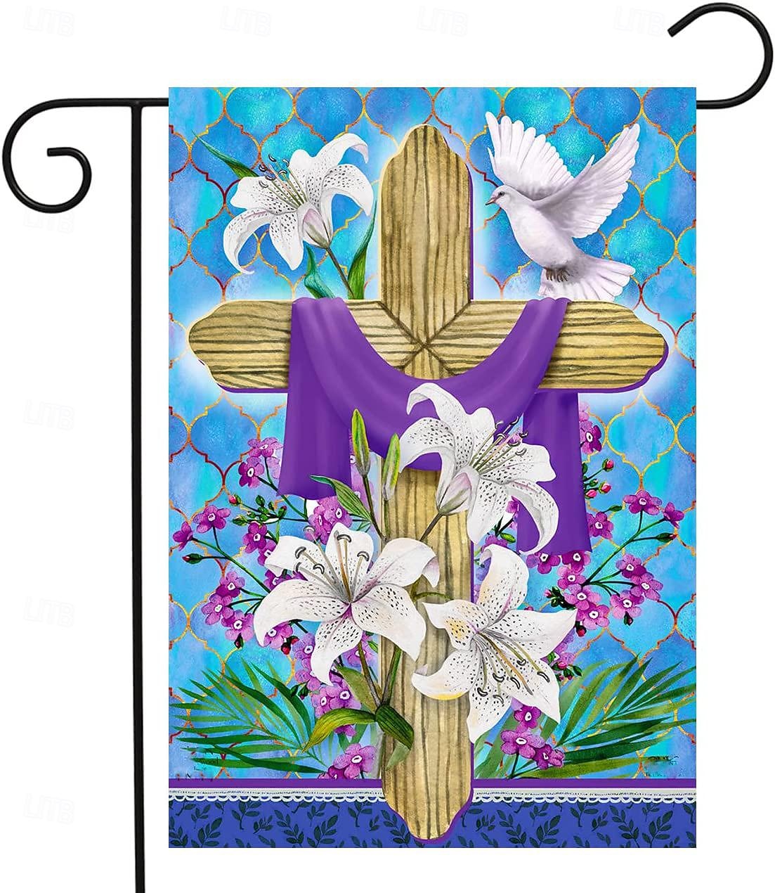 Ježíšská zahradní vlajka 12x18 palců Venkovní dekorace On vstal Vítejte Zahradní terasa vlajka Květinový dvorek vlajka Dvouruční prázdninové venkovní vlajky 1ks 2026 - $10.99 –P15