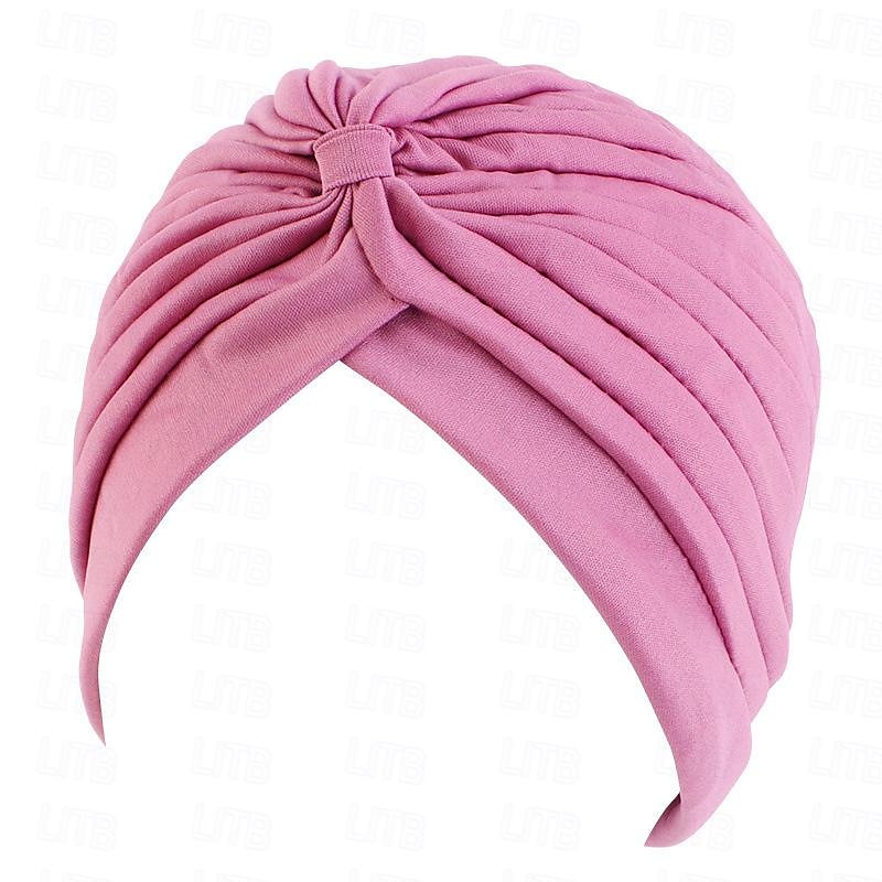 Sombreros turbantes suaves con nudo preanudado moda plisada gorro de quimioterapia diadema para dormir de color sólido naranja para mujeres Día de Reyes casual diario 2025 - $13.99 –P4