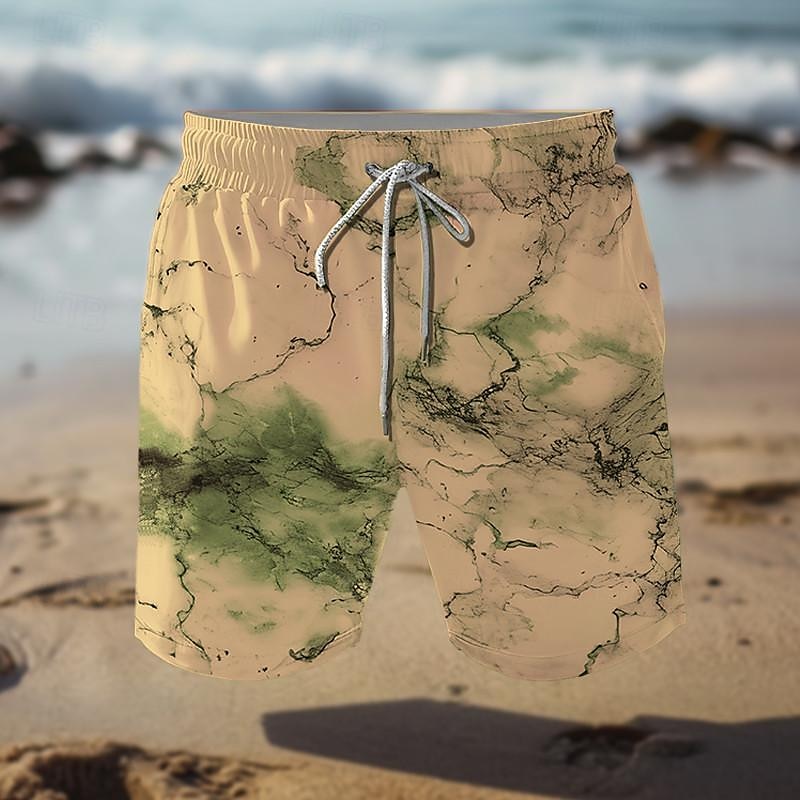 Men's Texture Crack Swim Trunks Swim Shorts Board Shorts Mid Waist Vacation Hawaiian Holiday Vacation Holiday Beach Drawstring with Mesh lining Elastic Waist Designer Clothing Apparel 2025 - $17.99 –P7