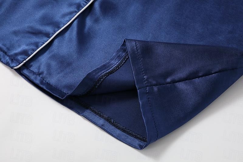 Women's Gift Pajamas Sets Home Party Daily Basic Pure Color Satin Simple Casual Soft Shirt Pant Fall Spring Summer Shirt Collar Long Sleeve Long Pant Buckle Pocket Home Outfits 2025 - $5.99 –P11