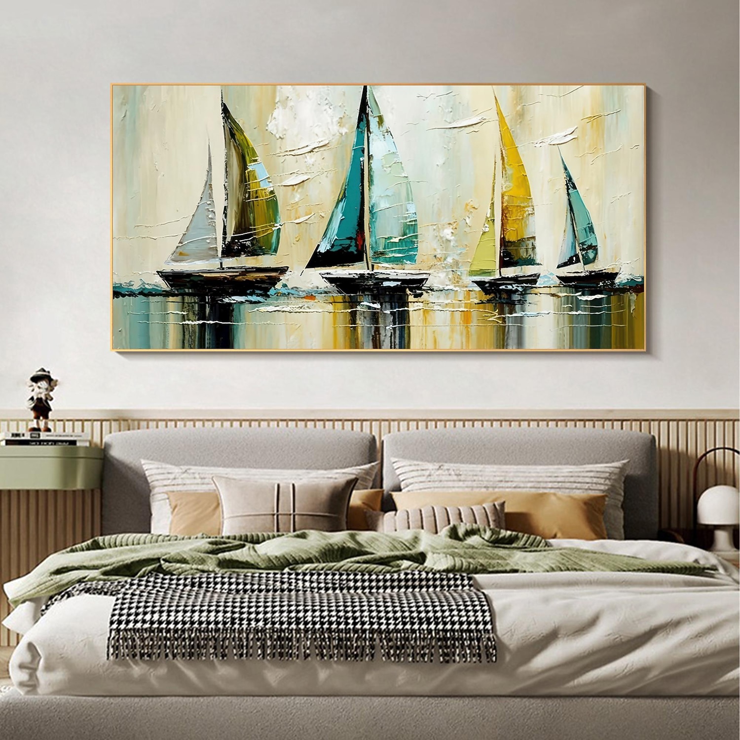 Ручная работа, оригинальная морская картина маслом, парусник на холсте, настенное искусство, декор, абстрактная пейзажная картина для домашнего декора с натянутой рамкой/без внутренней рамы, картина 2025 - $121.99 –P6