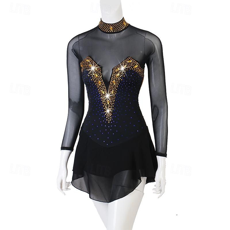 Dance Salsa Latin Dance Dress Rhinestone Women's Performance Training Long Sleeve High Spandex Tulle 2026 - $180.99 –P8