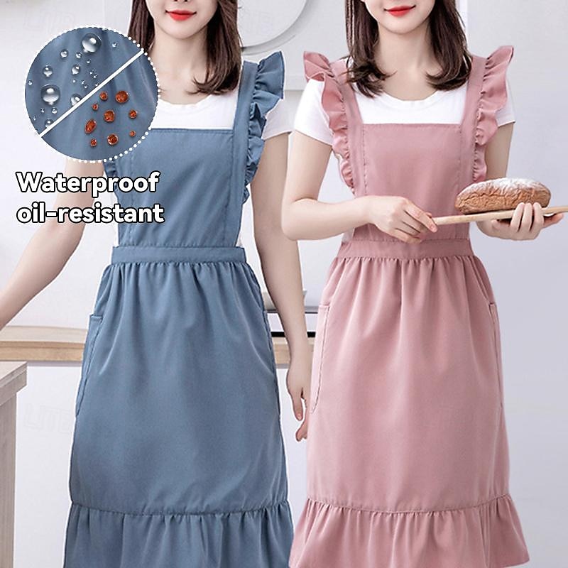 grembiule, cucina, cucina domestica, speciale tessuto impermeabile e resistente all'olio a doppio strato, grazioso grembiule da donna in stile principessa del 2025 a $10.99 –P3