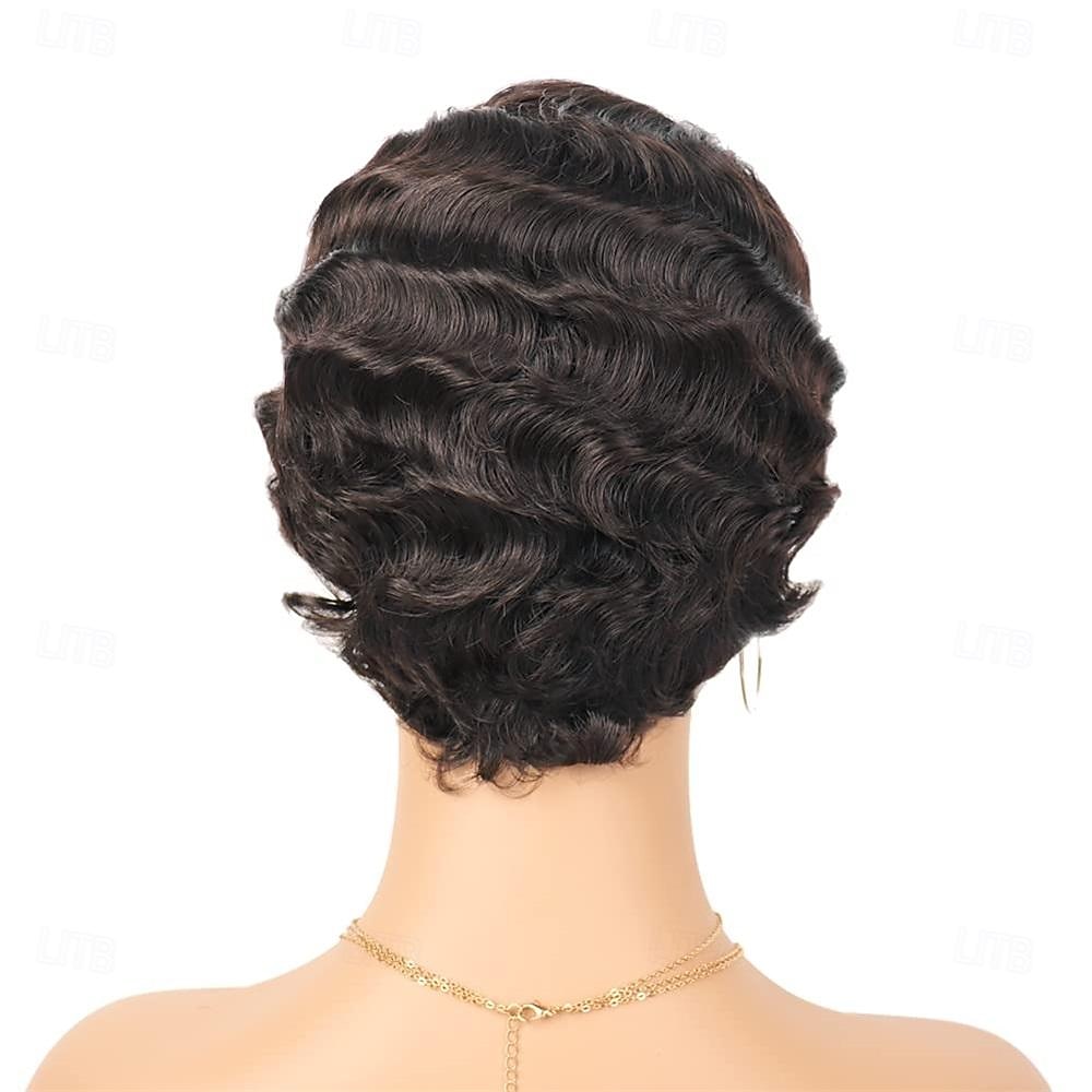 Parrucca a Onde Parrucca Corto Capelli Sintetici Ricci per Donne di Colore Nero Parrucca Lady Nuna Costume Cosplay Anni 1920 Festa di Carnevale Uso Quotidiano Parrucche di Halloween del 2026 a $22.99 –P5