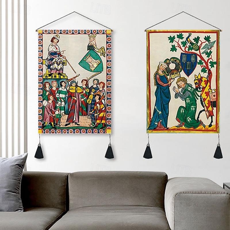 2db-os csomag vintage középkori szőtt faliszőnyeg art dekor takaró függöny otthon hálószoba nappali dekoráció északi pamutvászon bojt 14" x 20" 2025 - $16.99 –P7
