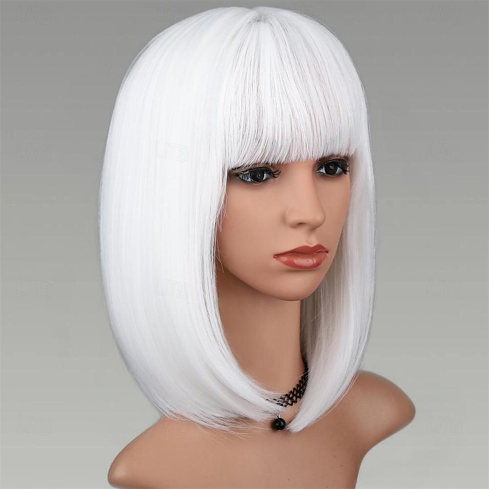 perruque bob rose avec frange pour femmes perruques roses courtes et droites de 12 pouces perruques colorées synthétiques de 2025 ? $26.99 –P5