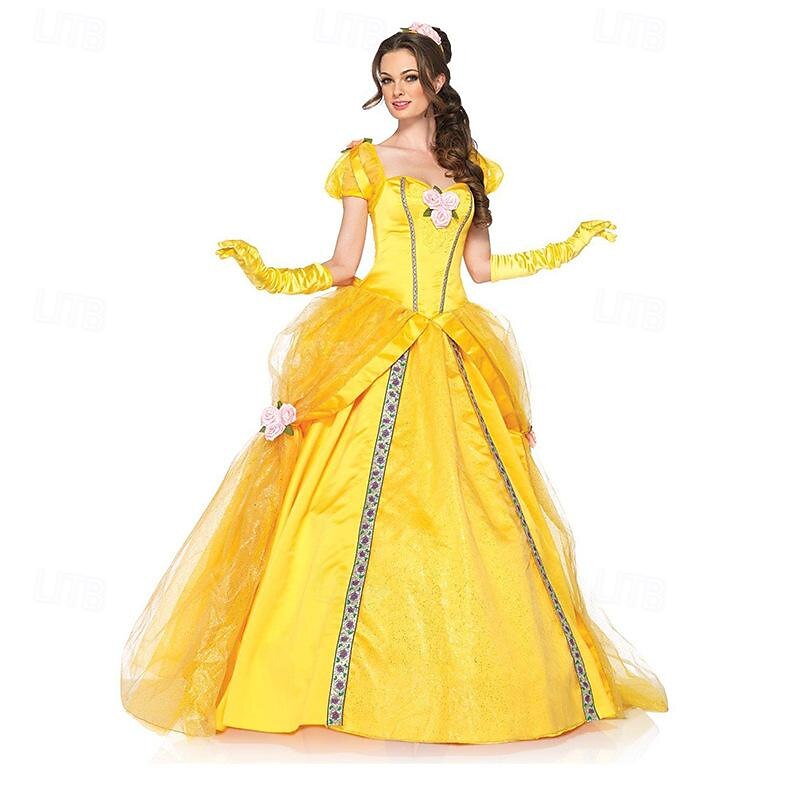 Sleeping Beauty Beauty and the Beast Princess Belle Flower Girl Dress Tulle Dresses Women's Movie Cosplay Cosplay Costume Party Yellow Dress Petticoat Halloween Carnival Polyester With Costume Wigs 2025 - $73.99 –P3