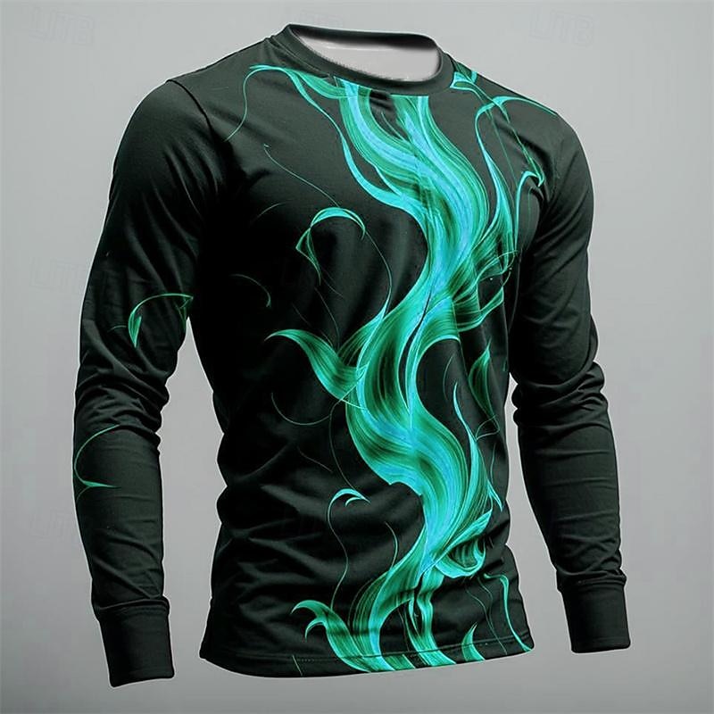 Hombre Graphic Fuego Camiseta Manga Larga Camiseta Impresión 3D Cuello Barco Camisa Moda Design Casual Deporte Festivos Noche Amarillo Azul Piscina Naranja Primavera & Otoño Ropa S M L XL 2XL 3XL 2025 - $19.99 –P3