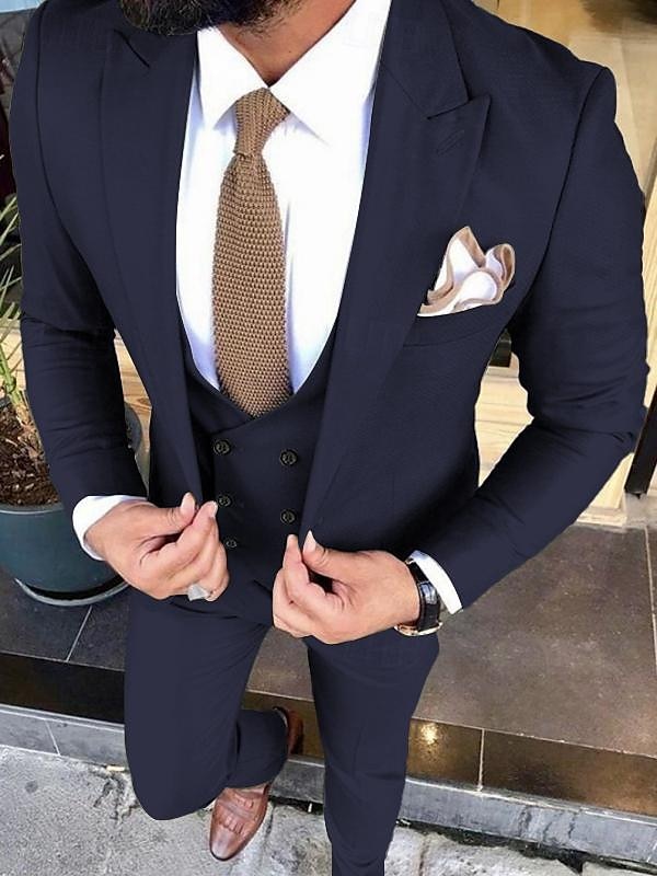 Uomo Matrimonio Completi A lancia Avorio Borgogna Tinta unita Vestibilità su misura 3 pezzi Monopetto a un bottone del 2025 a $138.99 –P14
