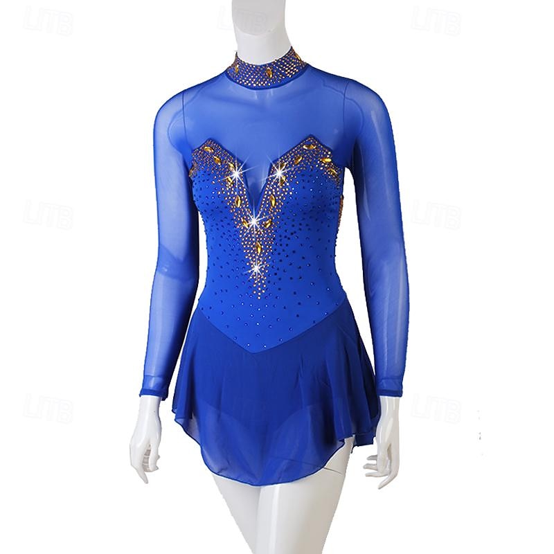 Dance Salsa Latin Dance Dress Rhinestone Women's Performance Training Long Sleeve High Spandex Tulle 2026 - $180.99 –P14