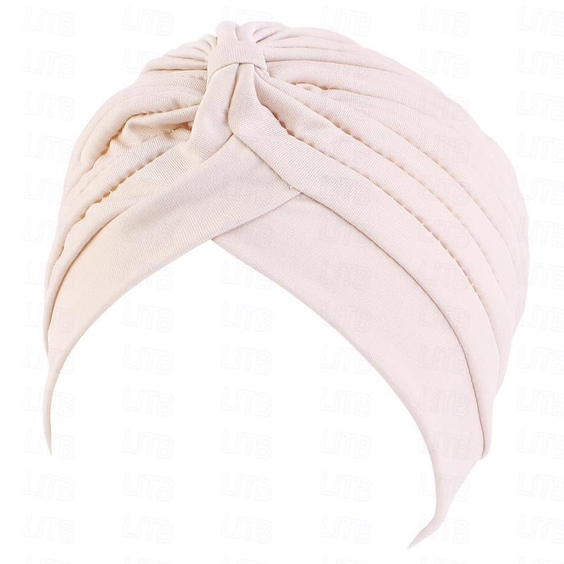 Sombreros turbantes suaves con nudo preanudado moda plisada gorro de quimioterapia diadema para dormir de color sólido naranja para mujeres Día de Reyes casual diario 2025 - $13.99 –P11