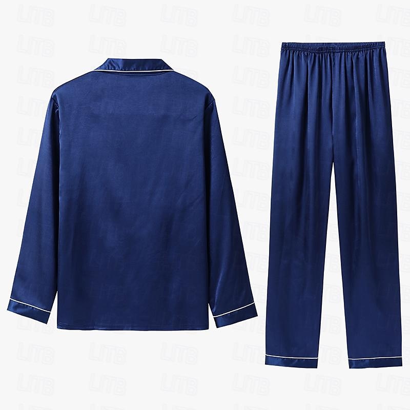 Women's Gift Pajamas Sets Home Party Daily Basic Pure Color Satin Simple Casual Soft Shirt Pant Fall Spring Summer Shirt Collar Long Sleeve Long Pant Buckle Pocket Home Outfits 2025 - $5.99 –P2