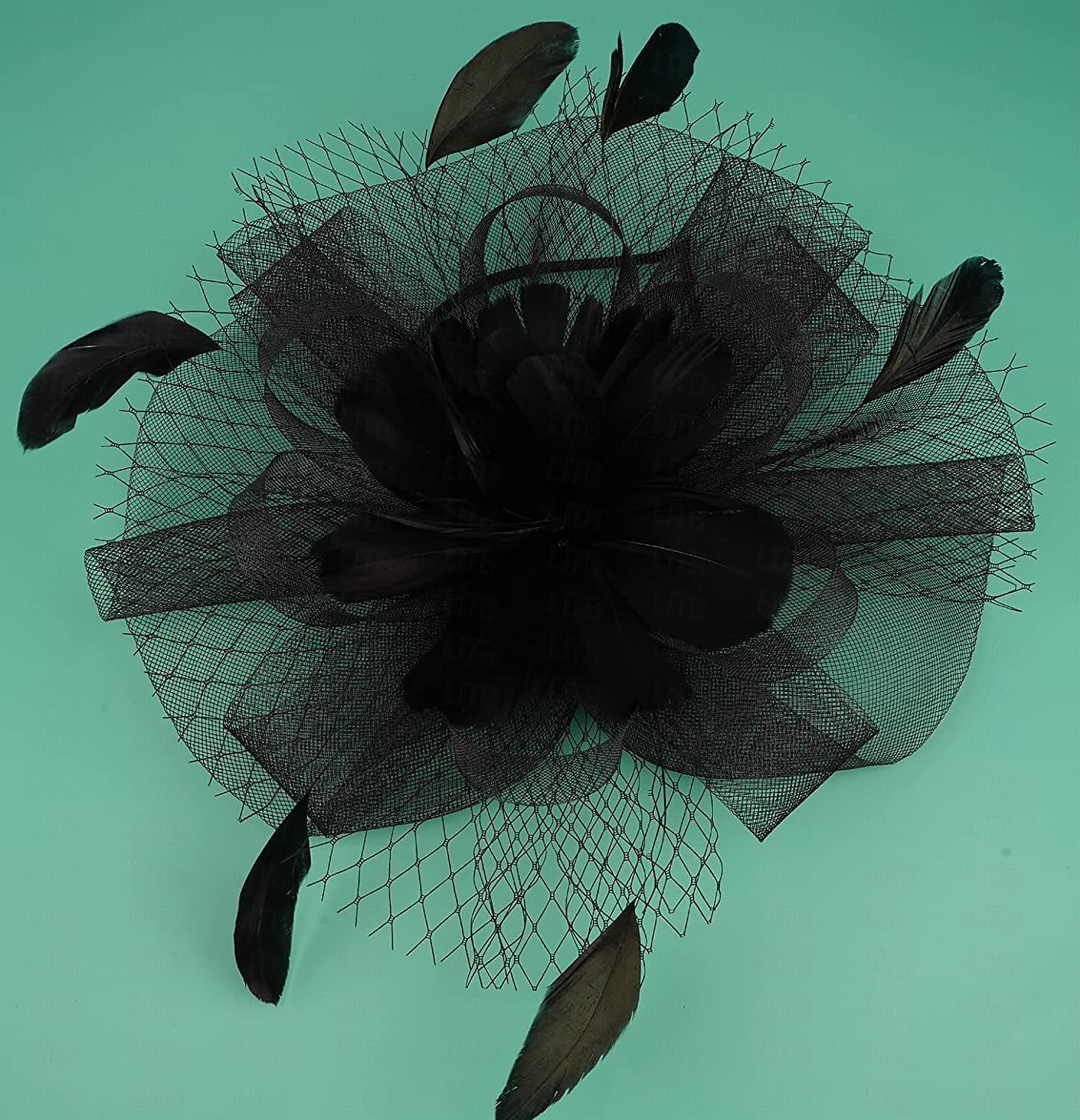 fascinators Hodeplagg Fjær Nett Bryllup Aftenselskap Kentucky Derby Hesteløp Damenes dag Elegant Elegant og luksuriøst Bryllup Med Fjær Blomster Hodeplagg Hodeplagg 2025 - $8.99 –P3