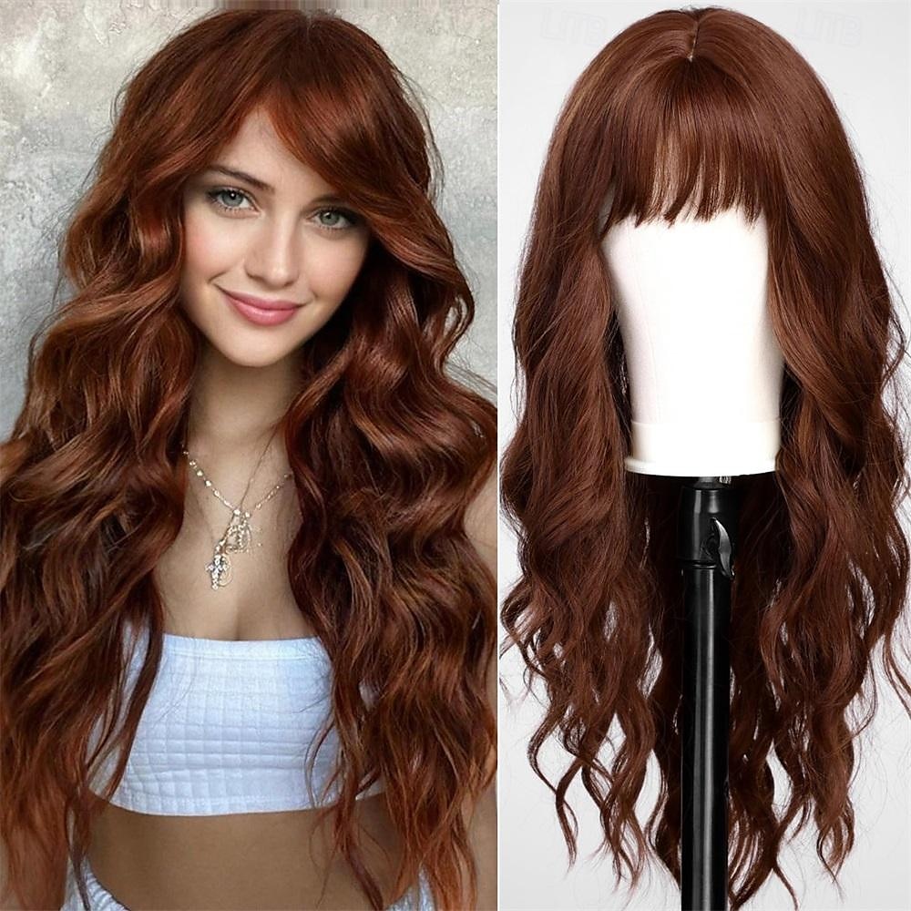 Ombre perucas loiras sujas com bangsash loira longa peruca ondulada para mulheres peruca de cabelo sintético longo encaracolado para festa uso diário 24in de 2025 por $29.99 –P9