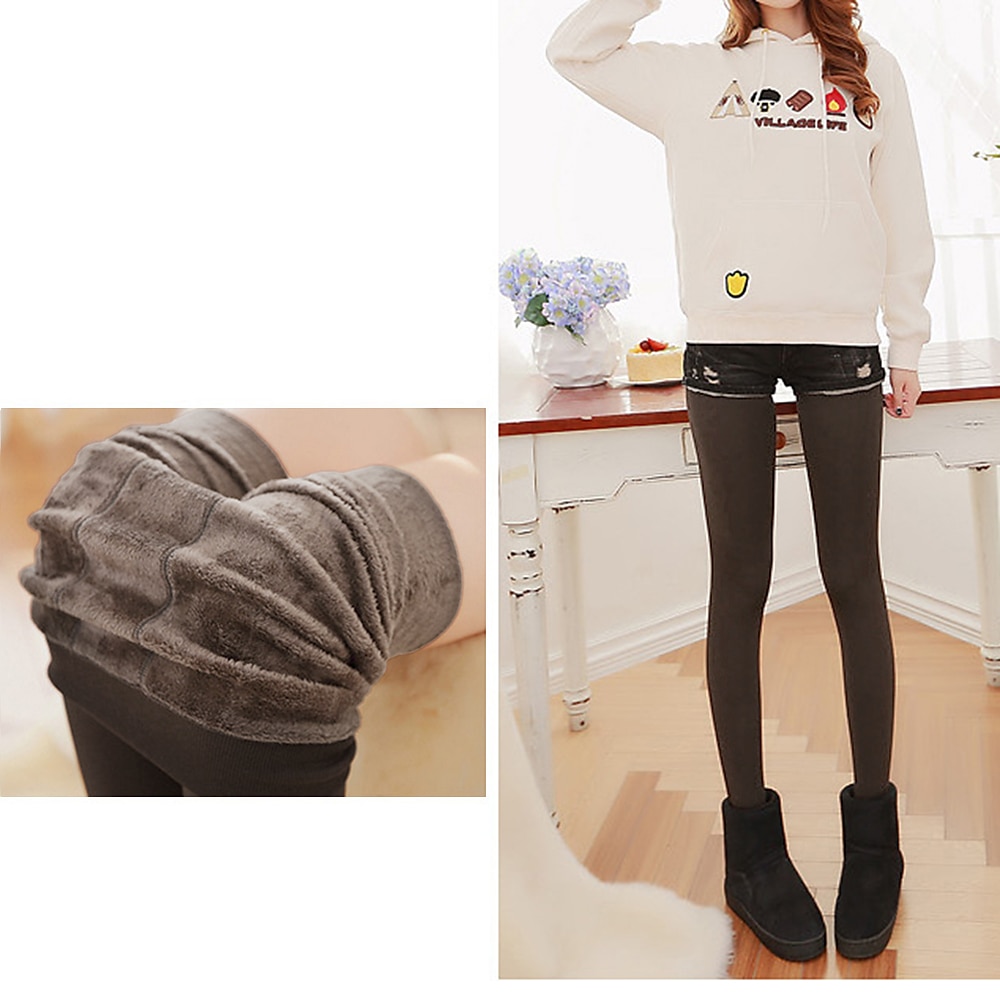 Mujer Pantalones de lana Medias Plano Media cintura Longitud total Negro Otoño invierno 2025 - $12.99 –P11